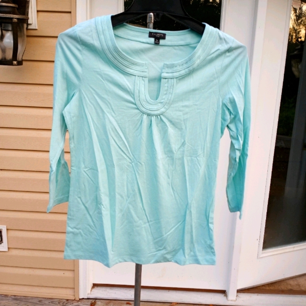 Talbots Three-Quarter Sleeve Mint Tee PS